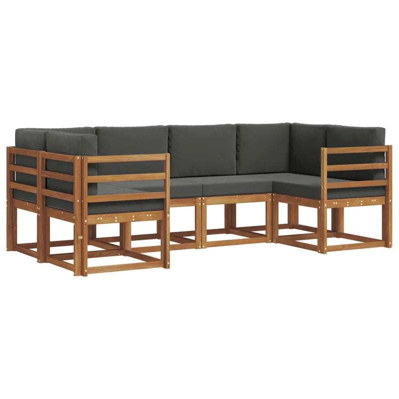 Lauko sofos komplektas su pagalve 6 pcs Natūralus ir antracitas