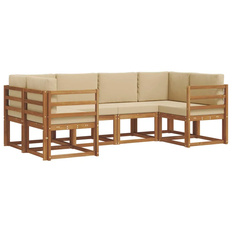 Lauko sofos komplektas su pagalve 6 pcs Natūralus ir bežinis
