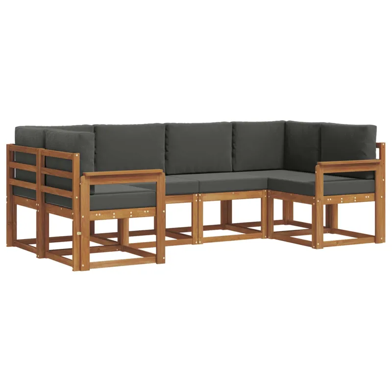 Lauko sofos komplektas su pagalve 6 pcs Natūralus ir antracitas
