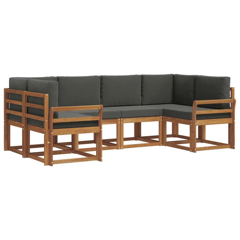 Lauko sofos komplektas su pagalve 6 pcs Natūralus ir antracitas