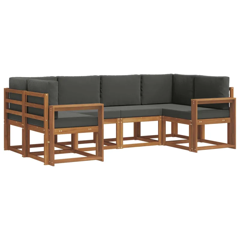 Lauko sofos komplektas su pagalve 6 pcs Natūralus ir antracitas