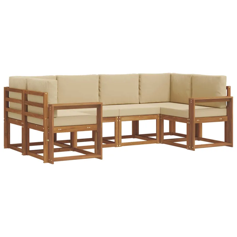 Lauko sofos komplektas su pagalve 6 pcs Natūralus ir bežinis