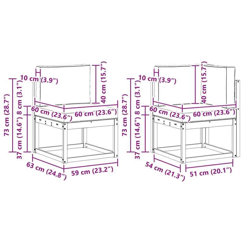 Lauko sofos komplektas 6 pcs Natūrali ir šviesiai pilka