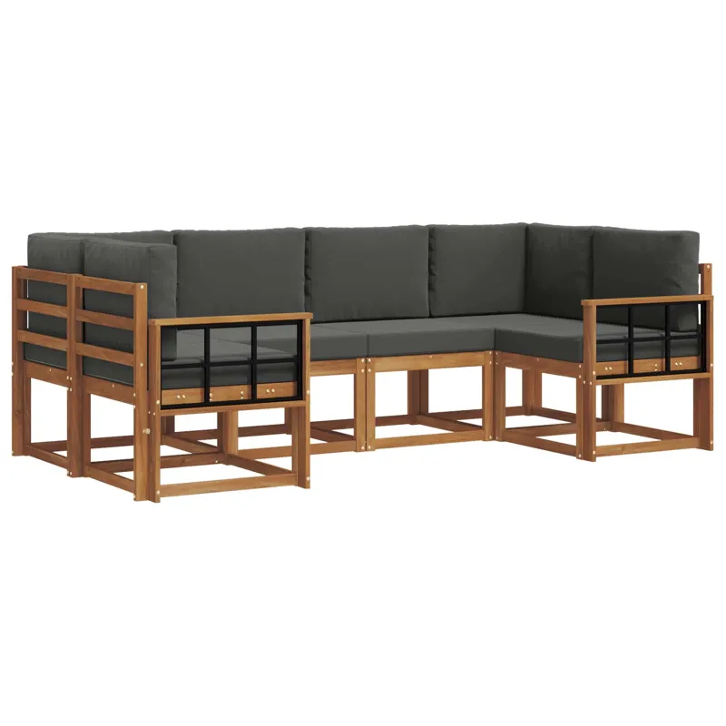 Lauko sofos komplektas su pagalve 6 pcs Natūralus ir antracitas