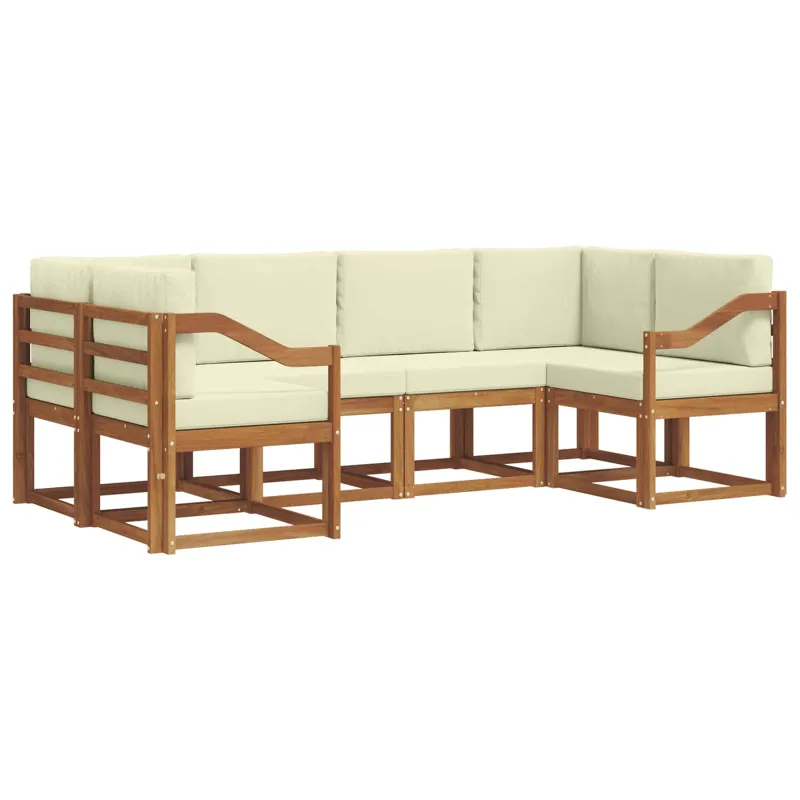 Lauko sofos komplektas su pagalve 6 pcs Natūralus ir grietinėlė