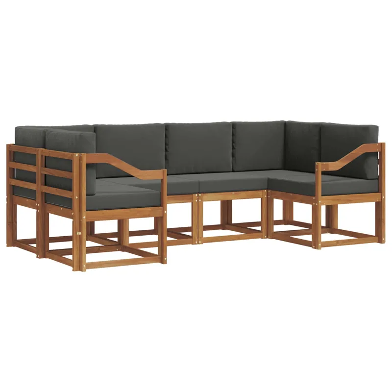 Lauko sofos komplektas su pagalve 6 pcs Natūralus ir antracitas