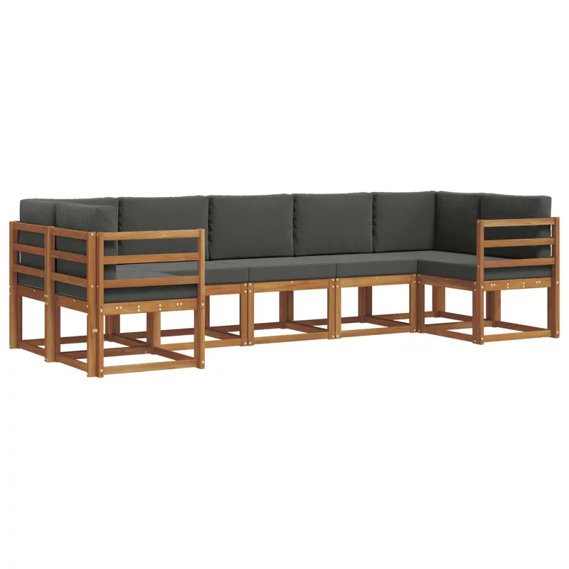 Lauko sofos komplektas su pagalve 7 pcs Natūralus ir antracitas