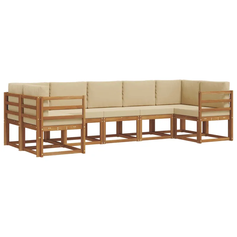 Lauko sofos komplektas su pagalve 7 pcs Natūralus ir bežinis