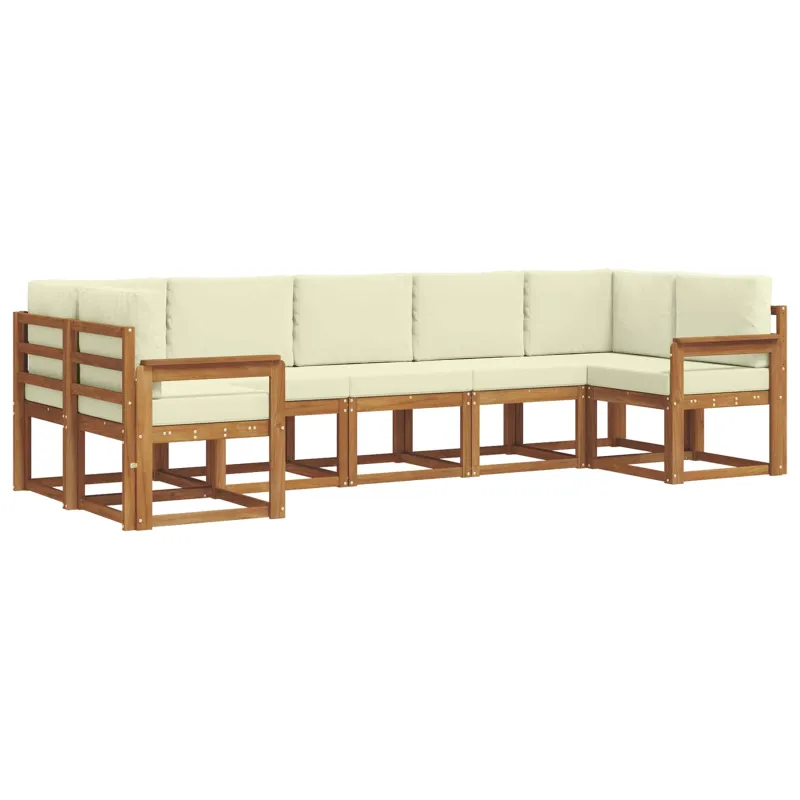 Lauko sofos komplektas su pagalve 7 pcs Natūralus ir grietinėlė