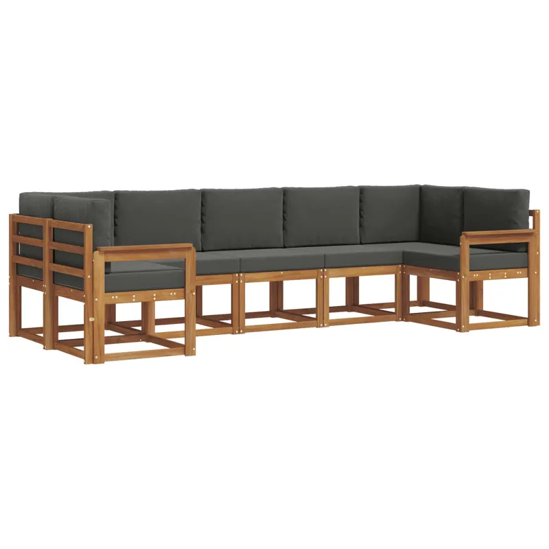 Lauko sofos komplektas su pagalve 7 pcs Natūralus ir antracitas