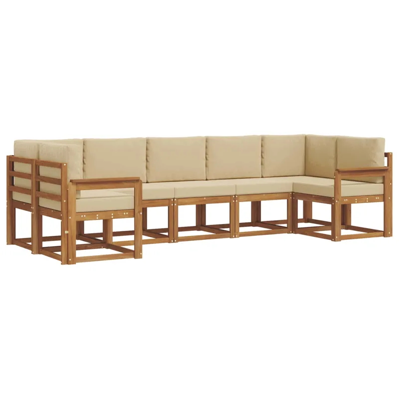 Lauko sofos komplektas su pagalve 7 pcs Natūralus ir bežinis