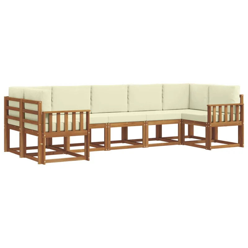 Lauko sofos komplektas su pagalve 7 pcs Natūralus ir grietinėlė
