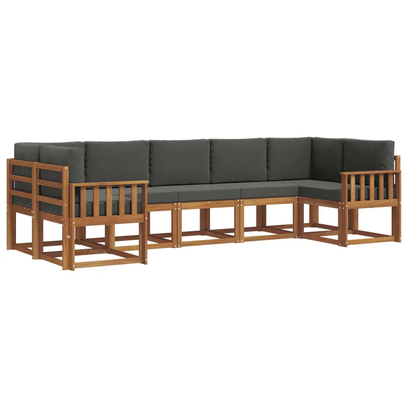Lauko sofos komplektas su pagalve 7 pcs Natūralus ir antracitas