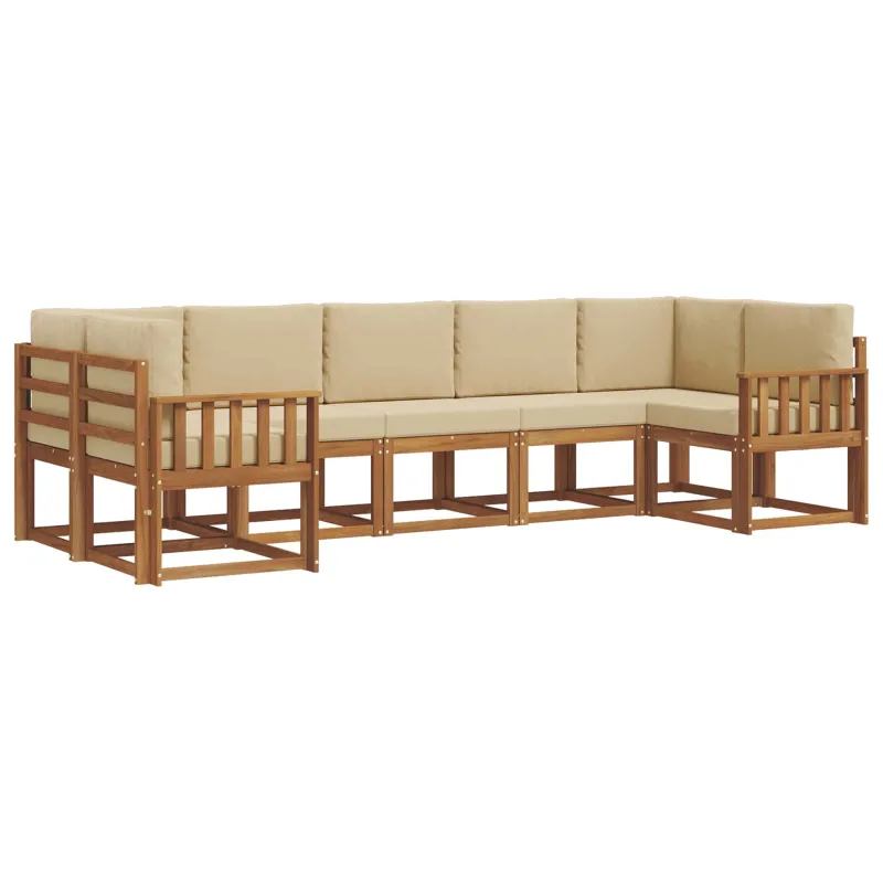 Lauko sofos komplektas su pagalve 7 pcs Natūralus ir bežinis