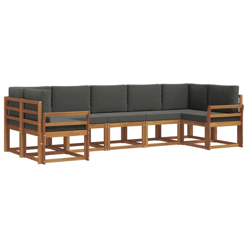 Lauko sofos komplektas su pagalve 7 pcs Natūralus ir antracitas
