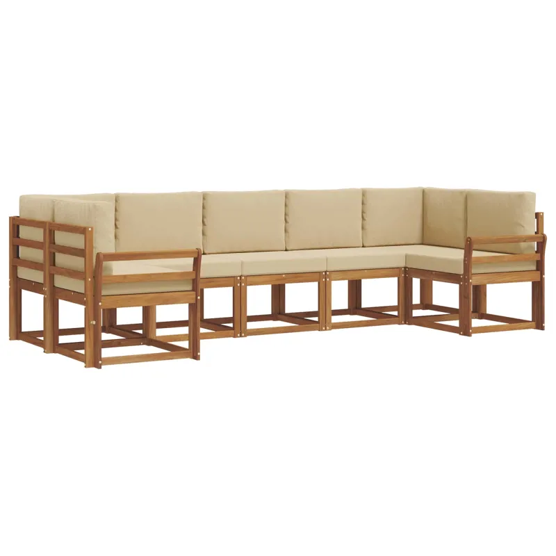 Lauko sofos komplektas su pagalve 7 pcs Natūralus ir bežinis