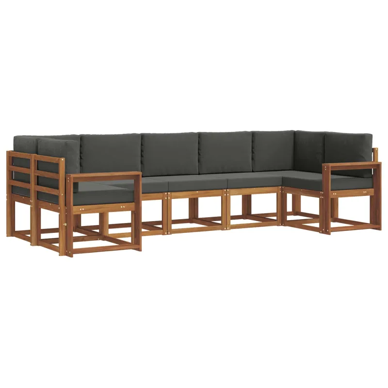 Lauko sofos komplektas su pagalve 7 pcs Natūralus ir antracitas