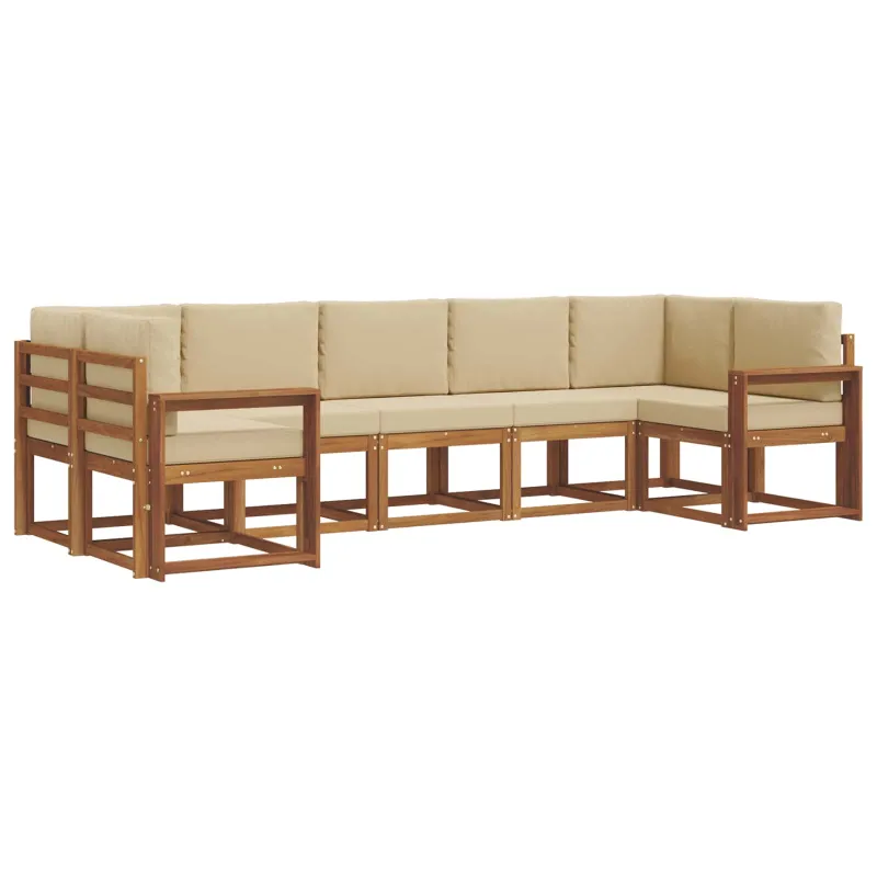 Lauko sofos komplektas su pagalve 7 pcs Natūralus ir bežinis