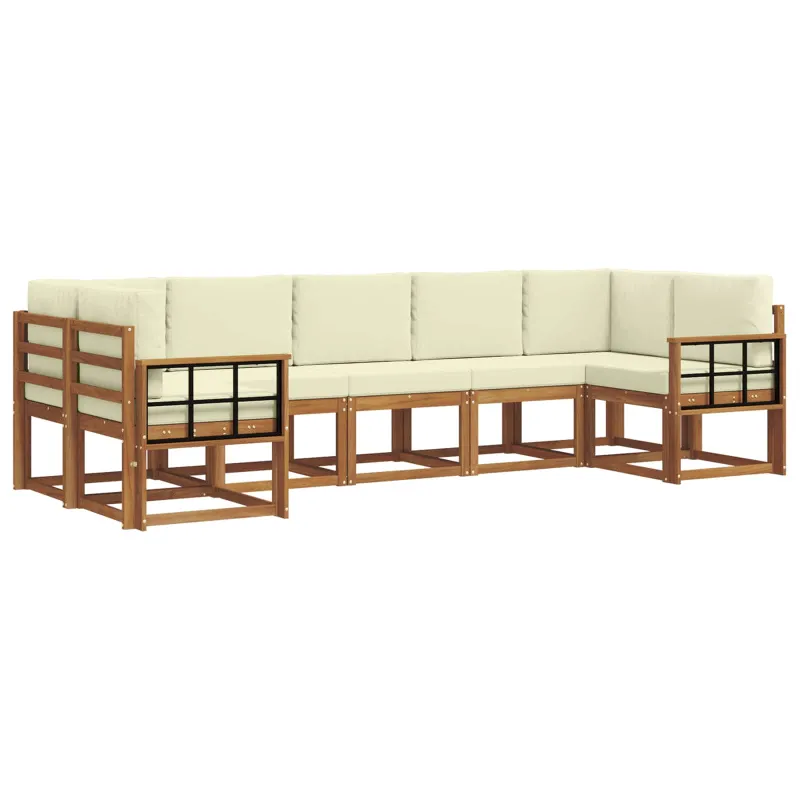 Lauko sofos komplektas su pagalve 7 pcs Natūralus ir grietinėlė