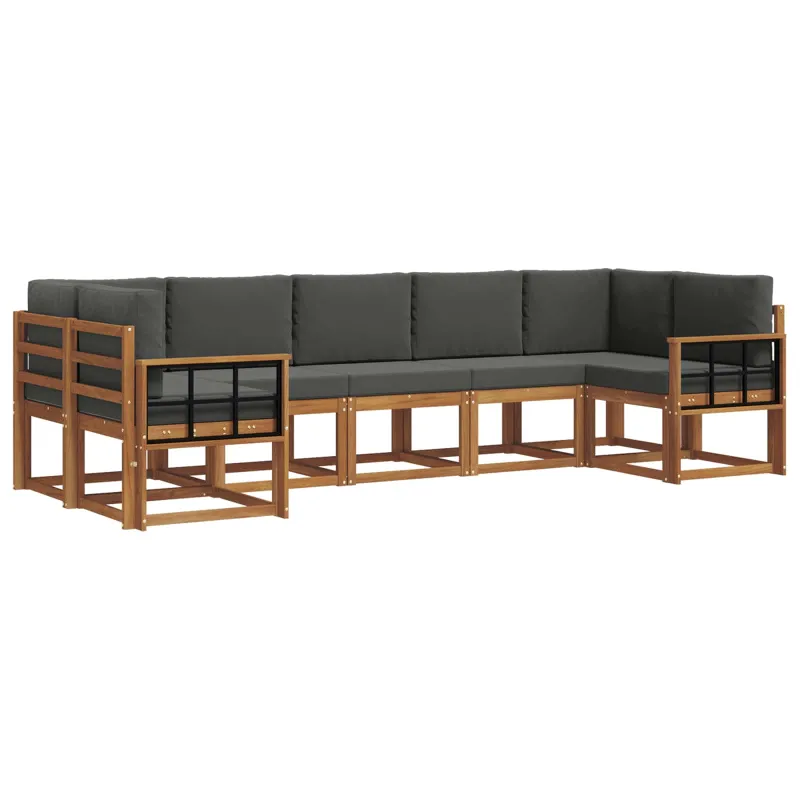 Lauko sofos komplektas su pagalve 7 pcs Natūralus ir antracitas