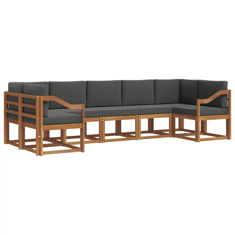 Lauko sofos komplektas su pagalve 7 pcs Natūralus ir antracitas