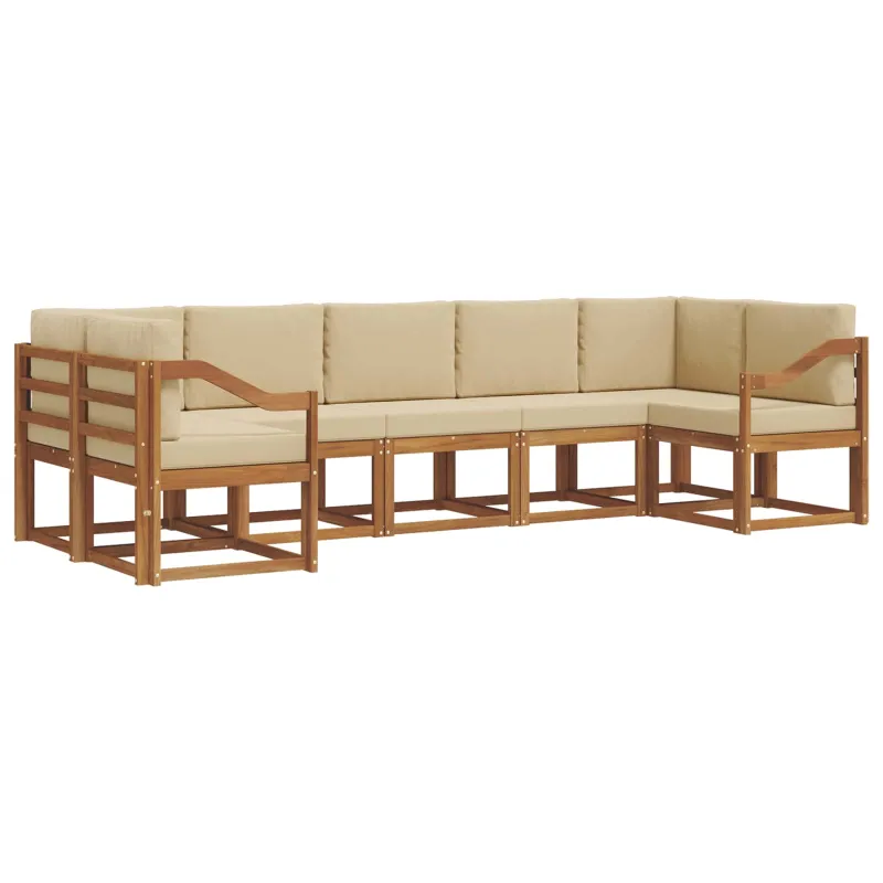 Lauko sofos komplektas su pagalve 7 pcs Natūralus ir bežinis