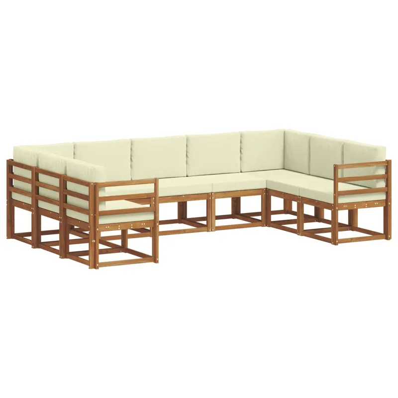 Lauko sofos komplektas su pagalve 9 pcs Natūralus ir grietinėlė