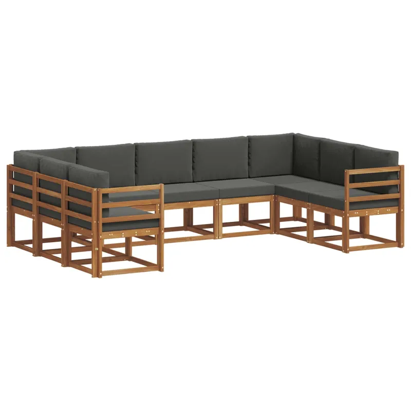 Lauko sofos komplektas su pagalve 9 pcs Natūralus ir antracitas