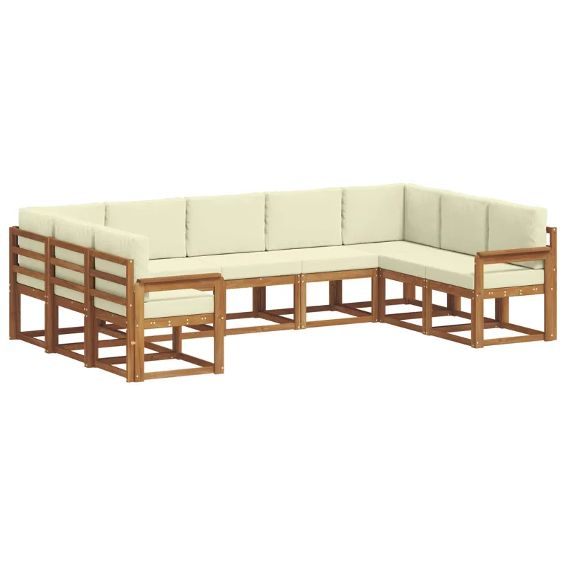 Lauko sofos komplektas su pagalve 9 pcs Natūralus ir grietinėlė