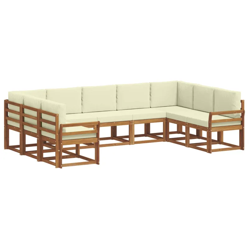 Lauko sofos komplektas su pagalve 9 pcs Natūralus ir grietinėlė