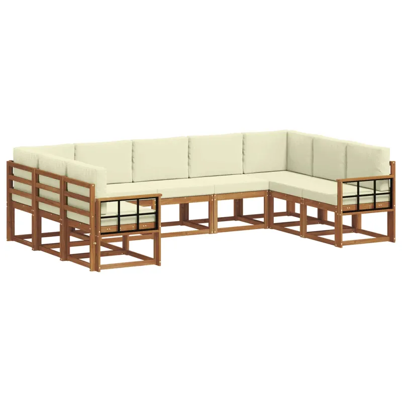Lauko sofos komplektas su pagalve 9 pcs Natūralus ir grietinėlė