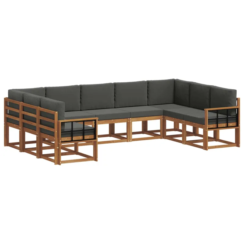 Lauko sofos komplektas su pagalve 9 pcs Natūralus ir antracitas