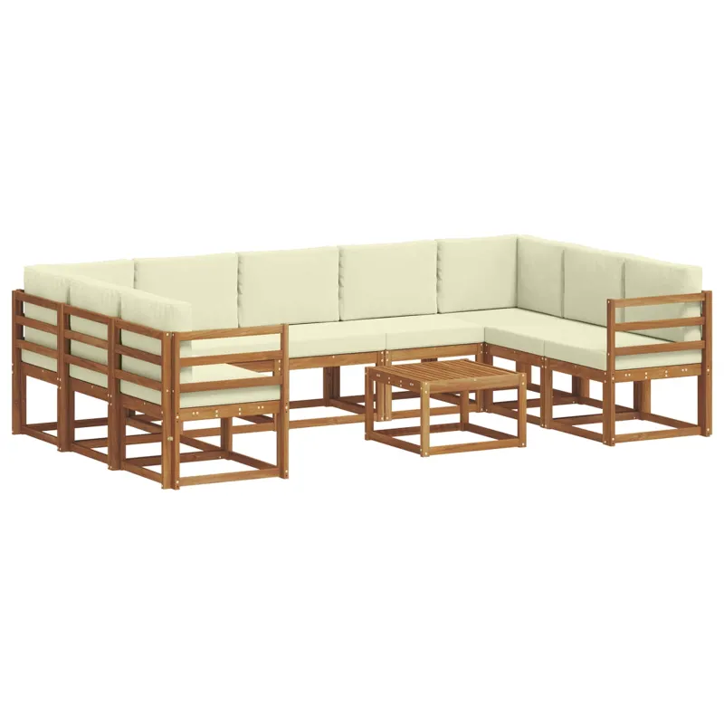 Lauko sofos komplektas 10 pcs Natūralus ir grietinėlė