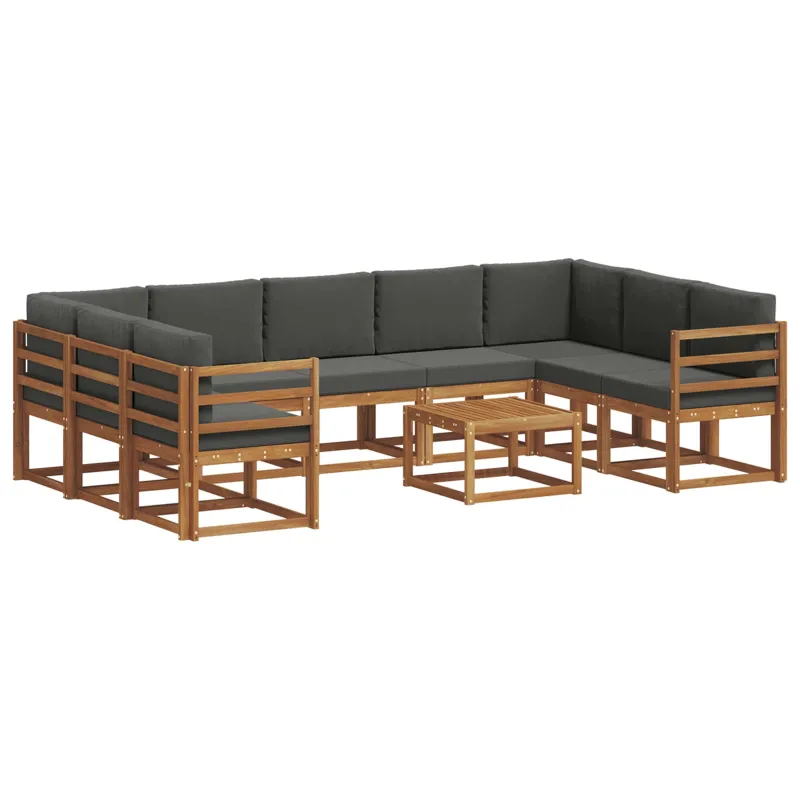 Lauko sofos komplektas 10 pcs Natūralus ir antracitas