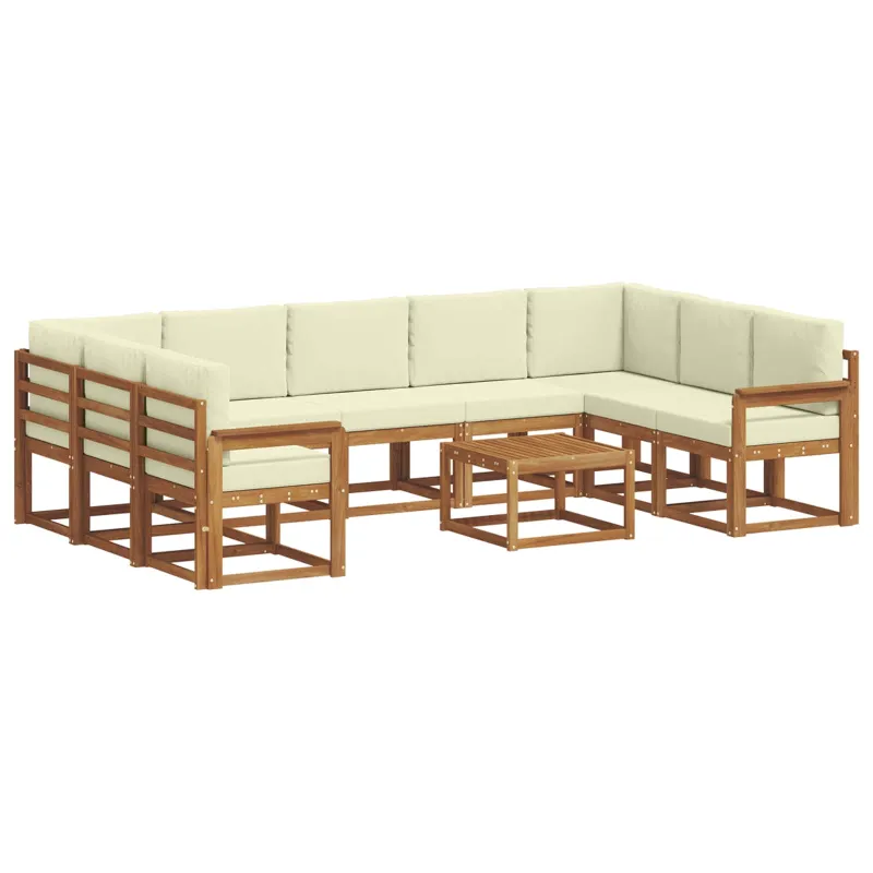 Lauko sofos komplektas 10 pcs Natūralus ir grietinėlė