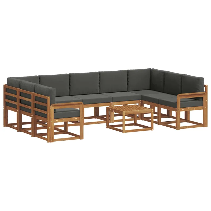 Lauko sofos komplektas 10 pcs Natūralus ir antracitas