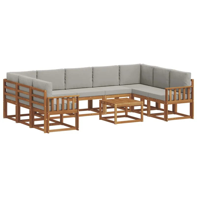 Lauko sofos komplektas 10 pcs Natūrali ir šviesiai pilka