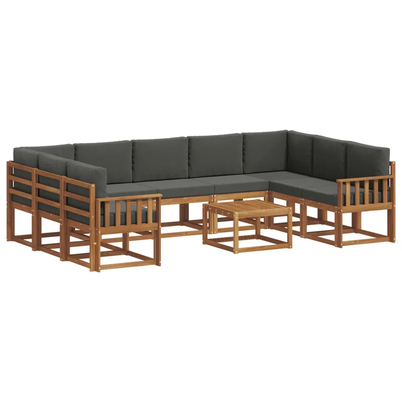 Lauko sofos komplektas 10 pcs Natūralus ir antracitas