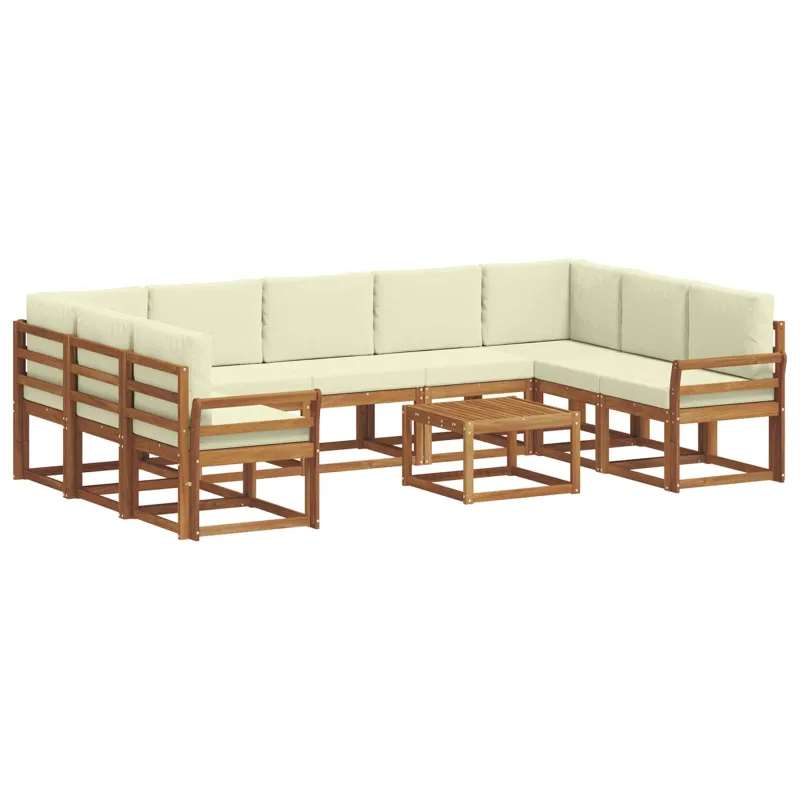 Lauko sofos komplektas 10 pcs Natūralus ir grietinėlė