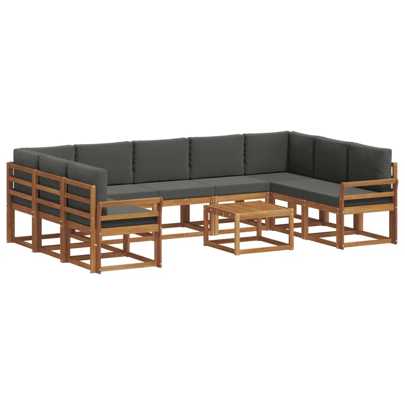 Lauko sofos komplektas 10 pcs Natūralus ir antracitas