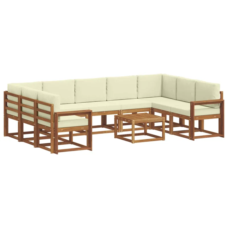 Lauko sofos komplektas 10 pcs Natūralus ir grietinėlė