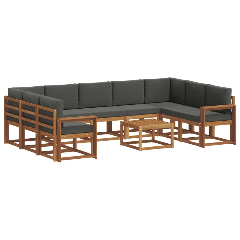 Lauko sofos komplektas 10 pcs Natūralus ir antracitas