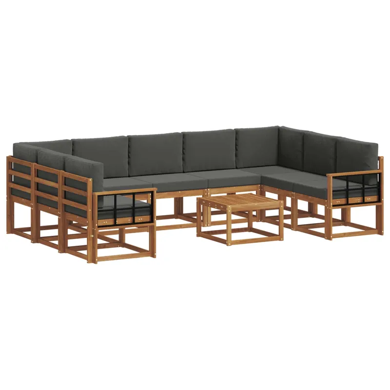 Lauko sofos komplektas 10 pcs Natūralus ir antracitas