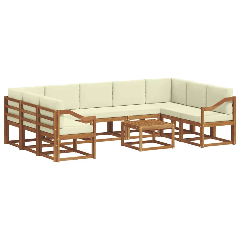 Lauko sofos komplektas 10 pcs Natūralus ir grietinėlė