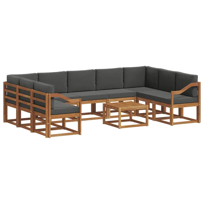 Lauko sofos komplektas 10 pcs Natūralus ir antracitas