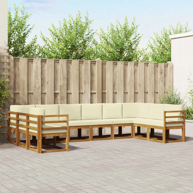Lauko sofos komplektas 10 pcs Natūralus ir grietinėlė