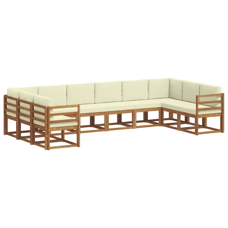 Lauko sofos komplektas 10 pcs Natūralus ir grietinėlė