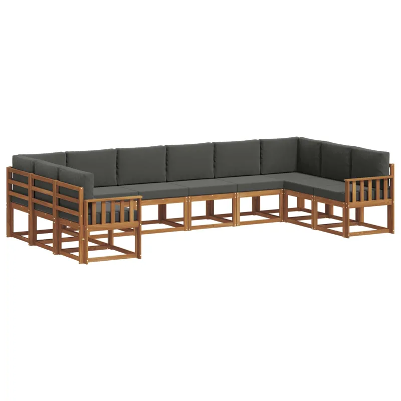 Lauko sofos komplektas 10 pcs Natūralus ir antracitas