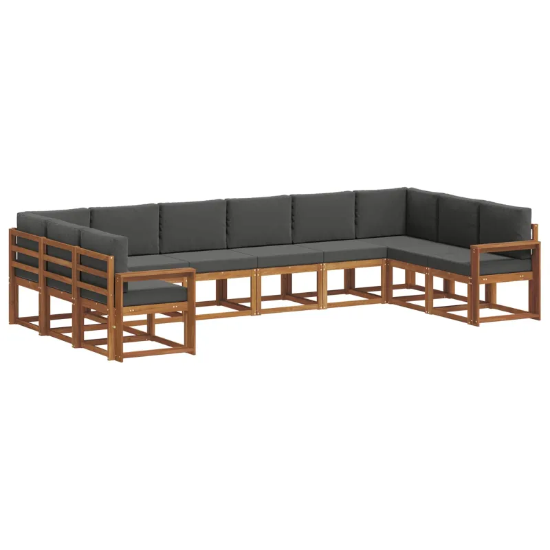 Lauko sofos komplektas 10 pcs Natūralus ir antracitas