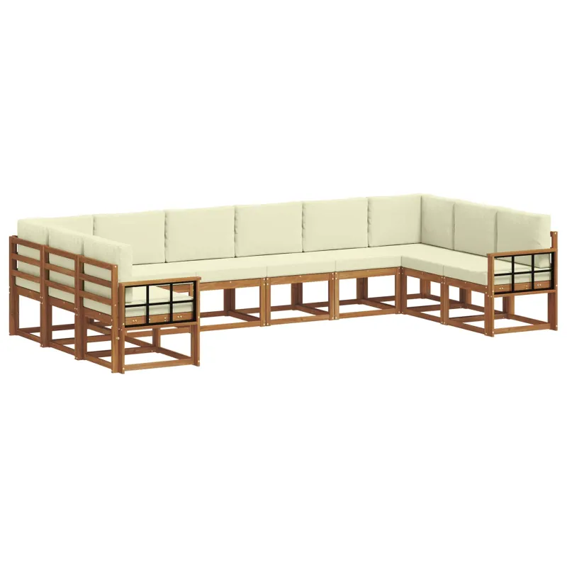 Lauko sofos komplektas 10 pcs Natūralus ir grietinėlė